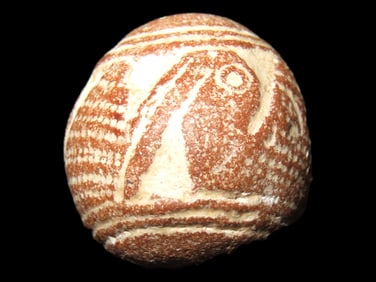 Amazing Bird Effigy Bead, Pre-Columbian, Very Intricate Bird Engraved on Both Sides, Great Detailed