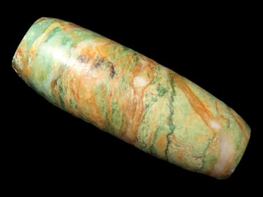 Colorful Maya Tube Bead, Yucatan Mexico. Mayan, Pre-Columbian. 1 5/8'' long. Great Polish, Ex