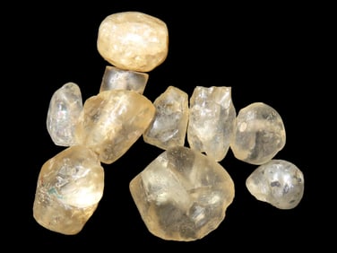 Lot of 10 Pre-Columbian Clear Crystal Quartz Beads from Mexico, well shaped and polished. High Grade