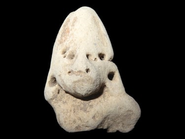 Nice Pre-Columbian Pottery Head Effigy Ornament found in South America, Very Detailed Example with