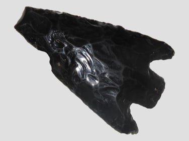 Huge 5 3/8" Obsidian Spear, South America. This piece was Heavily ground and polished after being