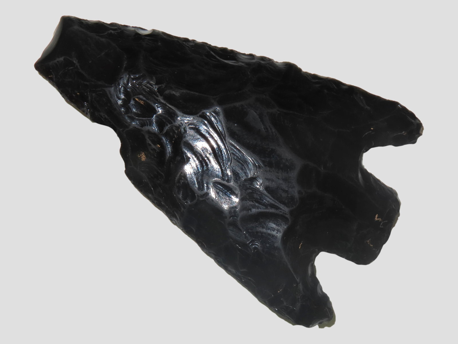 Huge 5 3/8" Obsidian Spear, South America. This piece was Heavily ground and polished after being (1 of 8)