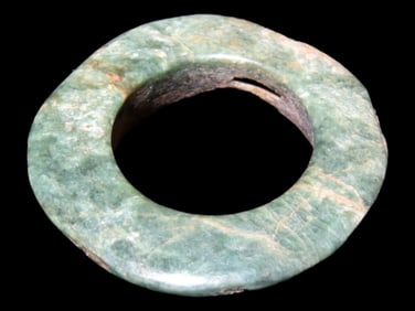 Amazing Mayan Jade Ear Spool, Circa 500 to 950 CE. Incredible Color, Super Polish, Semi Translucent
