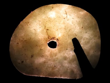 Highly Translucent Maya Jade Pendant, Guatemala, South America Maya Regions. Heavily Polished Light