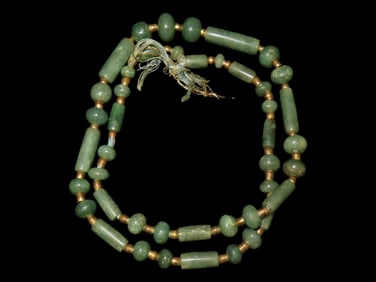 Beautiful Jade Bead Necklace, Guatemalan. Age Unknown. High quality Jade. 26" long. Pre-Columbian
