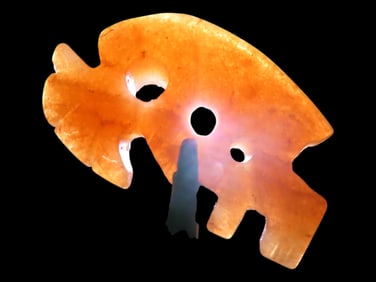 Highly Translucent Human Effigy Pendant, Tairona Culture, Peru. Beautiful Carnelian Agate, Highly