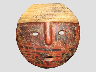 Beautiful Tlatilco Terracotta Masquette on Museum Stand. Age Uncertain, Front Appears well