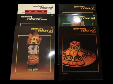 LOT OF AMERICAN INDIAN ART MAGAZINES, BASKETS, NAVAJO RUGS, ESKIMO ARTIFACTS, NORTHWEST COAST, ZUNI,