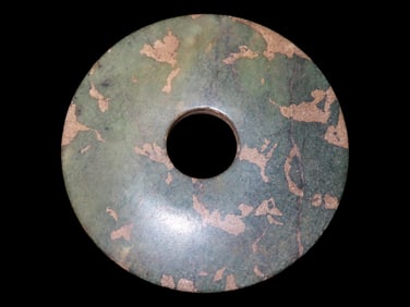 Beautiful 4 5/8" Antique Chinese Hongshan Culture Jade Effigy Engraved Disc / Pendant, Beautiful