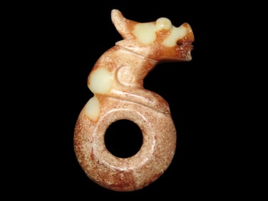 Nice Antique Chinese Hongshan Culture Jade Effigy Pendant, Hand Made Example.