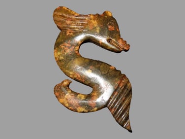 Nice Antique Chinese Hongshan Culture Jade Effigy Pendant, Hand Made Example.