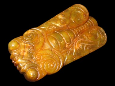 Nice Antique Chinese Hongshan Culture Jade Effigy Pendant, Hand Made Example.