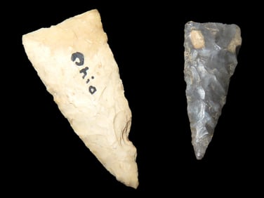 Nice Pair of Ohio Mississippian Triangles, Madison's. Longest is 1 1/2" Long. Both thin and well