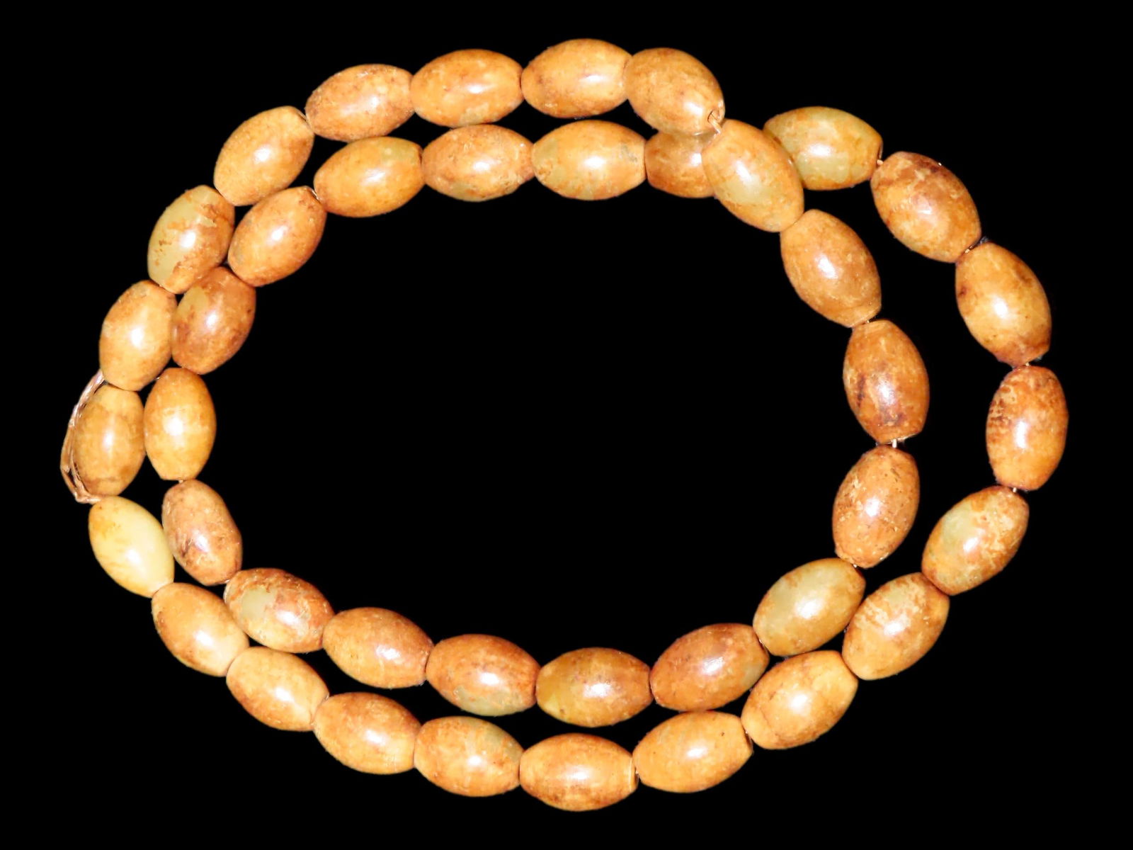 28" Long Antique Chinese Hongshan Culture Jade Bead Necklace, Nice Colorful Example. (1 of 5)