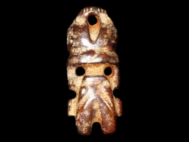 Nice Antique Chinese Hongshan Culture Jade Effigy Pendant, Hand Made Example.