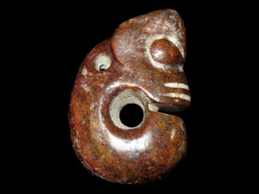 Nice Antique Chinese Hongshan Culture Jade Effigy Pendant, Hand Made Example.