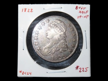 1822 Silver Bust Half Dollar, Nice Higher Grade Example VF-XF, Amazing Original Details & Nice