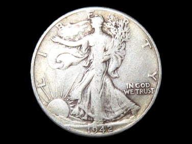 1942 Walking Liberty Silver Half Dollar, Great Original Condition, Early U's Coin, United States