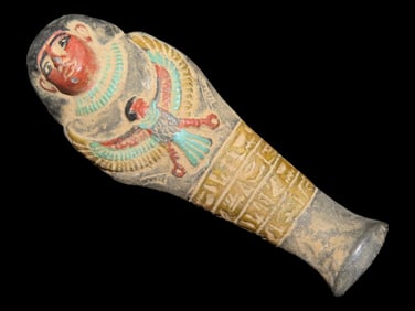 3 3/4" Egyptian Ushtabi / Shabti 1085-730 BC, Faience, Nice Example with nice Original Paint & Great