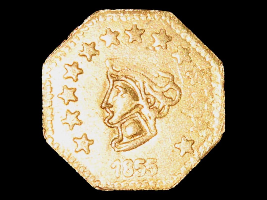 1855 California Gold Rush Era Token / Coin. Exact Gold Content Unknown (1 of 6)