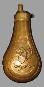 Rare Original Civil War Powder Flask, This style Commonly Used with the Colt Revolvers. Great