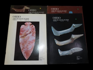 LOT OF 4 OHIO ARCHAEOLOGIST FROM 1970'S, BIRDSTONE, BANDED SLATE PENDANTS, GORGETS, BANNERSTONES,
