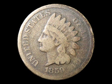 1859 Civil War Era Indian Head Cent, Penny, First Year Issue, Copper Nickel Penny, Only Year Made