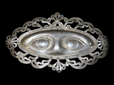 Large 7 1/4" Colonial Silver Milagro Pendant, Circa 1800's-early 1900's. Early Mexican / Spanish Era