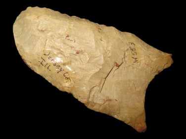 2 1/8" Dalton, Jersey County Illinois. 3 different Old Collectors Numbers on it, Great Basal Fluting