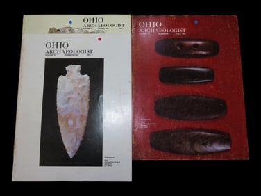 SET OF 3 OHIO ARCHAEOLOGIST FROM 1981, BIRDSTONE, BANDED SLATE PENDANTS, GORGETS, BANNERSTONES,