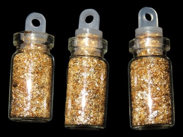 3 Vials of Pure Gold Flakes