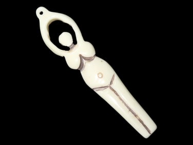 Antique Hand Carved Human Effigy Bone Pendant, Africa. Great example