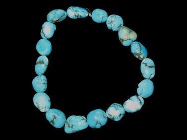 16" drilled Turquoise Nugget Bead necklace, Great Color