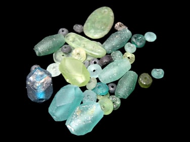 Nice Lot of Ancient Roman Glass Beads, Great Variety of Shapes & Colors