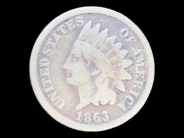 1863 Civil War Era Indian Head Cent, Penny, Copper Nickel Penny. Great piece of United States