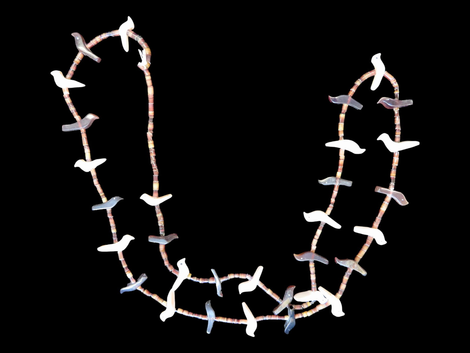 23" Long Zuni Animal Fetish Beaded Necklace with Intricately Carved Birds. Beautiful Example (1 of 4)