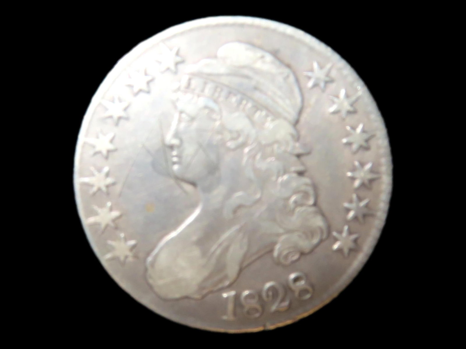 1828 Silver Bust Half Dollar, Lettered Edge, Nice Higher Grade Example VF-XF, Amazing Original (1 of 3)