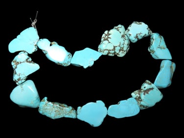 16" drilled Turquoise Nugget Bead necklace, Great Color