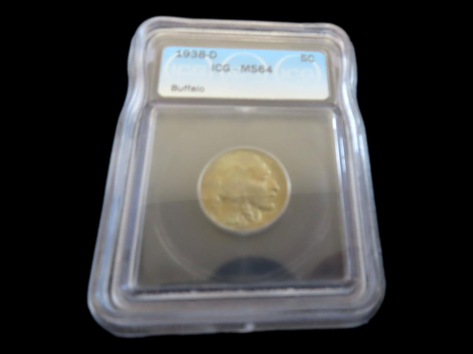 HIGH GRADE 1938-D Buffalo Nickel, MS-64 ICG Slabbed & Graded, Amazing Original Condition with great (1 of 3)