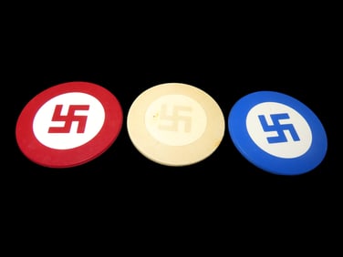 Lot of Early Poker Chips, 1800's, Swastika Design, Vintage Gambling Casino Saloon Wild West Era