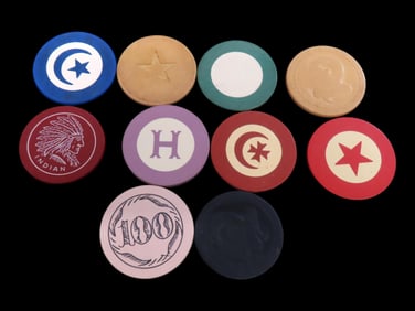 Lot of Early Poker Chips, 1800's, Vintage Gambling Casino Saloon Wild West Era Tokens