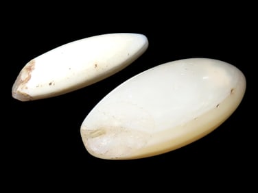 HUGE Pair of Drilled Agate Tube Beads, Great Old Historic Examples. Both have a small chip on one