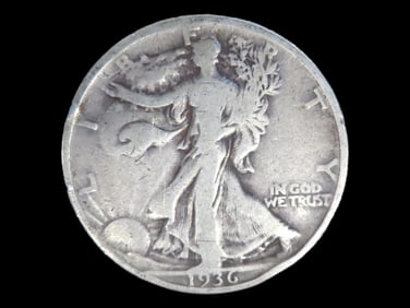 1936 Walking Liberty Silver Half Dollar, Great Original Condition, Early U's Coin, United States