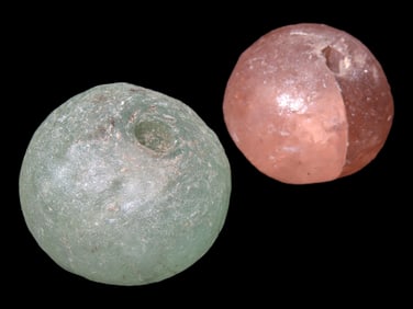 Pair of HUGE Early Glass Trade Beads. Very Large examples. Out of an old Alabama Collection.