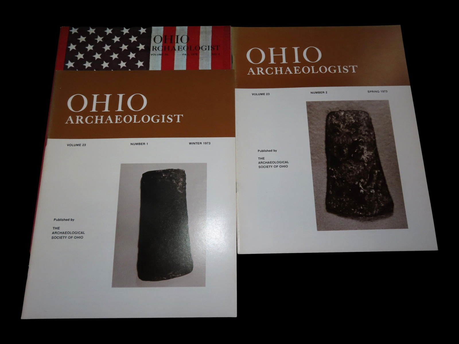 LOT OF OHIO ARCHAEOLOGIST FROM 1970'S, COPPER CELT, HOPEWELL COPPER BIRD EFFIGY, BIRDSTONE, BANDED (1 of 3)