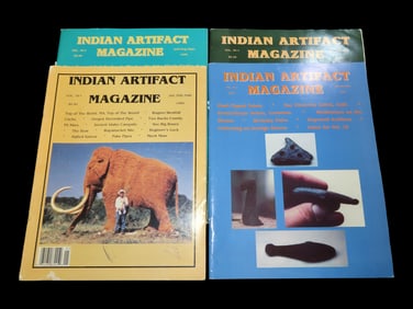 SET OF 4 INDIAN ARTIFACT MAGAZINES. CLOVIS, FOLSOM, CALIFORNIA RELICS, ALASKAN RELICS, ALL KINDS OF