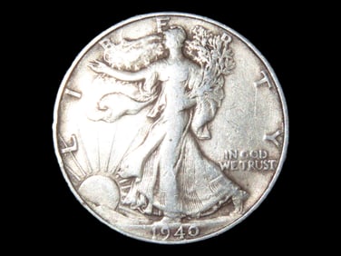 1945 Walking Liberty Silver Half Dollar, Great Original Condition, Early U's Coin, United States