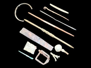 Big Lot of Ancient Roman Bronze Age Tools, Pins, Weapons, Jewelry, Buckles. Etc.