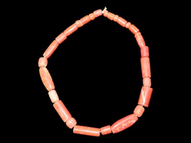 20" Long Large Red Glass Trade Bead Necklace