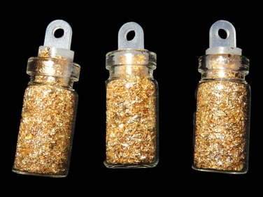 3 Vials of Pure Gold Flakes